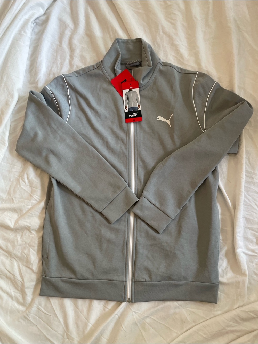 Men’s Puma Light Gray Full-Zip Athletic Track Jacket